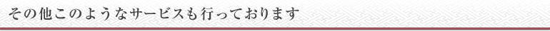 その他このようなサービスも行っております